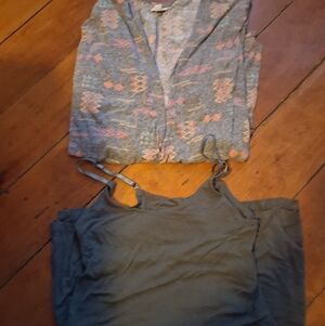 Gray Patterned Cardigan and Tank Top Size Medium